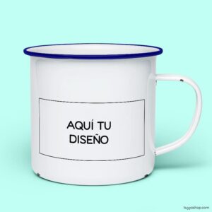 Taza retro metálica. Personalizada. Sube tu propio diseño taza para boda metalica personalizada azul