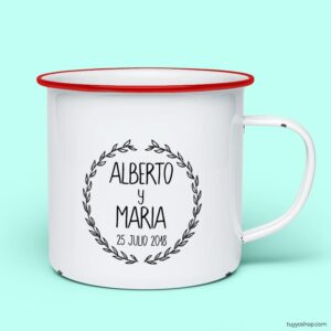 Taza retro metálica. Personalizada. Modelo Laurel