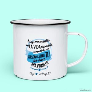 Ultimos regalos para invitados añadidos taza para boda metalica personalizada momentos 2 negro