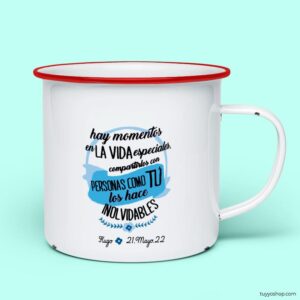 Ultimos regalos para invitados añadidos taza para boda metalica personalizada momentos 2 rojo