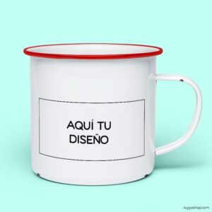 Taza retro metálica. Personalizada. Sube tu propio diseño taza para boda metalica personalizada rojo