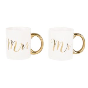 Pareja de tazas para brindis. Mr & Mrs. Dorado.