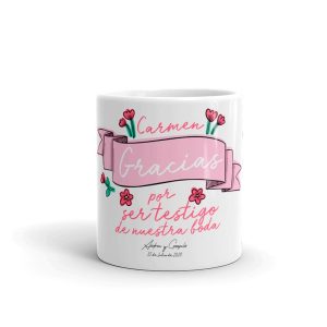 Taza de regalo para testigos de boda. Modelo Pink.