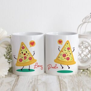 Taza pareja para boda "Pizza".