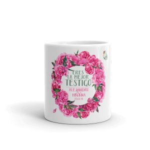 Taza "Eres la mejor testigo". Peonías. Personalizable.