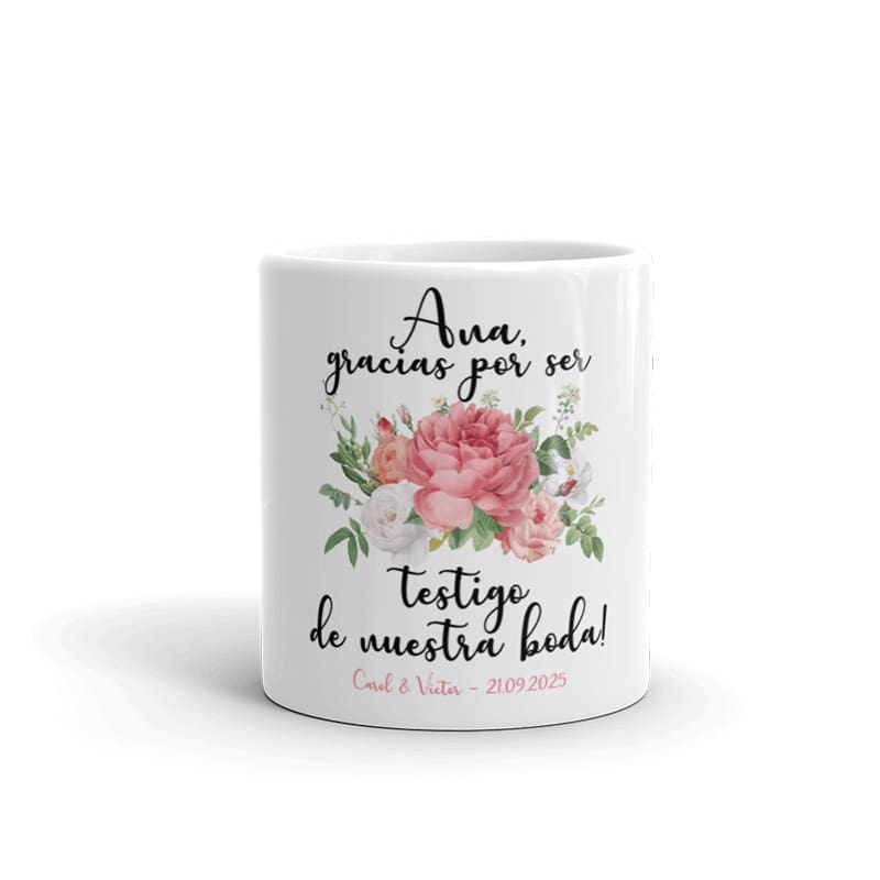 Taza de cerámica para testigos de boda. Modelo bouquet