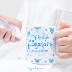 Taza personalizada para bautizo modelo baby blue