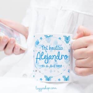 Taza para bautizo personalizada