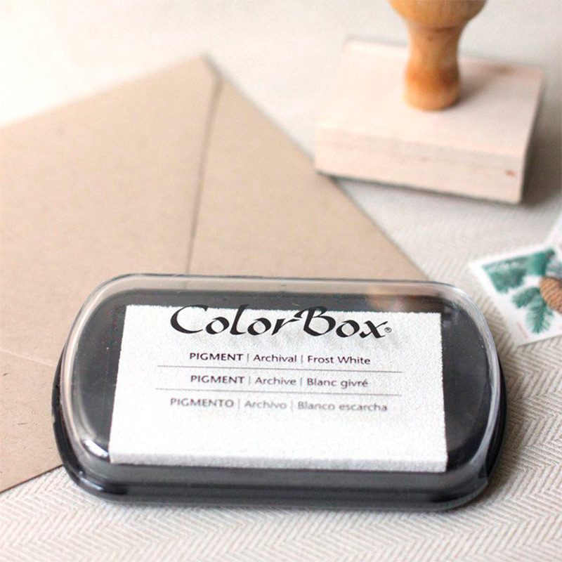 Tinta para sellos Colorbox en color blanco. Premium.