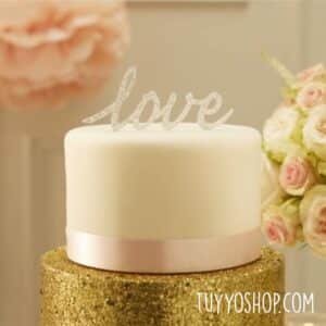 Topper para tarta Love plateado