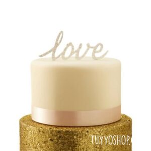 Topper para tarta Love plateado