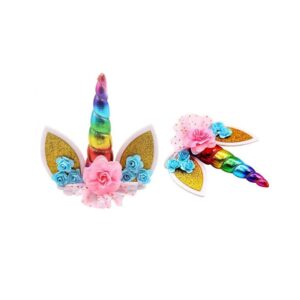 Topper unicornio rainbow para tarta. 15cm