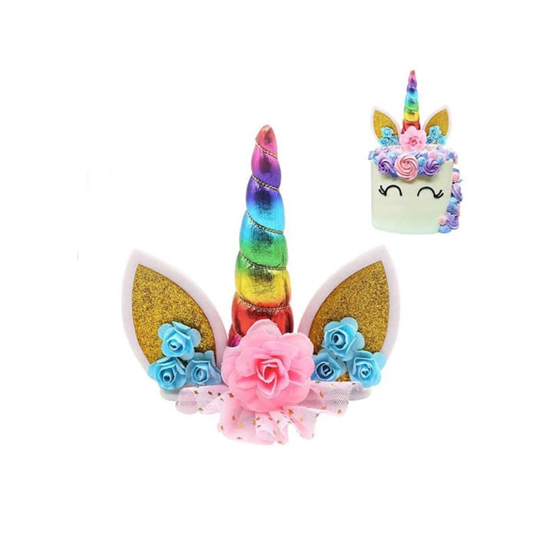 Topper unicornio rainbow para tarta. 15cm
