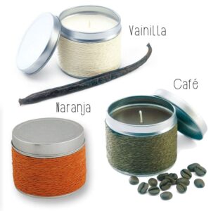 Vela con fragancia café, vainilla o naranja