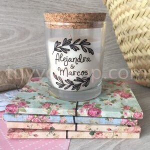 Velas para boda personalizada. Modelo Holanda. Tapón de corcho.