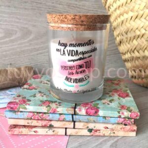 Velas para boda con mensaje. Hay momentos en la vida. Personalizable. Tapón de corcho.