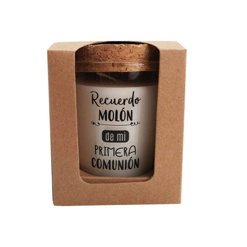 vela para regalo de comunión. recuerdo molón. tapadera de corcho.