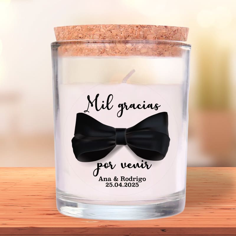 Velas para boda personalizada. Modelo Pajarita. de